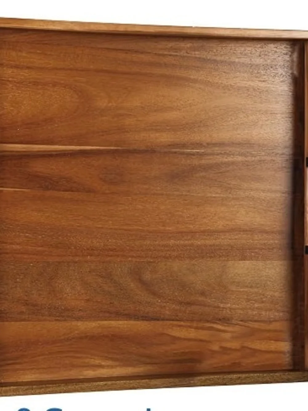 Classic Acacia Wood Serving Tray with Built-In Side Handles - size 20 x 20